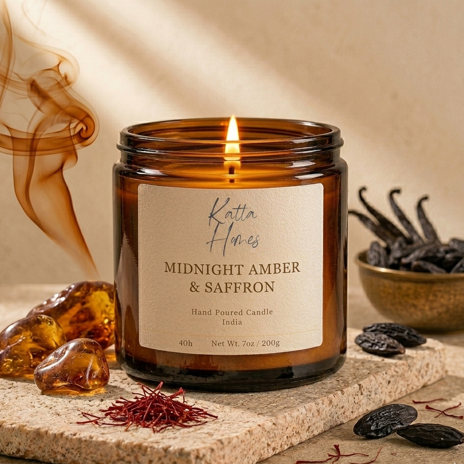 Midnight Amber & Saffron → Golden amber with warm saffron spice